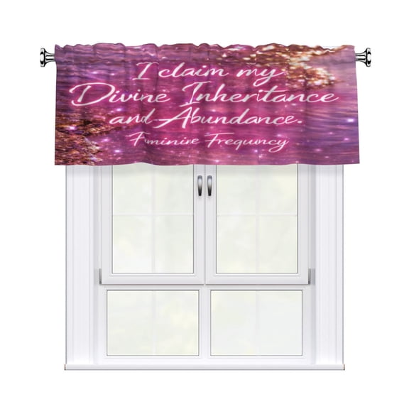 Divine Inheritance Abundance Manifestation Gift Window Curtain Valance, Decorative Rod Pocket Kitchen Curtain 54 X 18 Inch