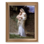 Divine Innocence Picture Framed Wall Art Decor Extra Large, Classic Gold-Leaf Fluted Frame with Beaded Lip
