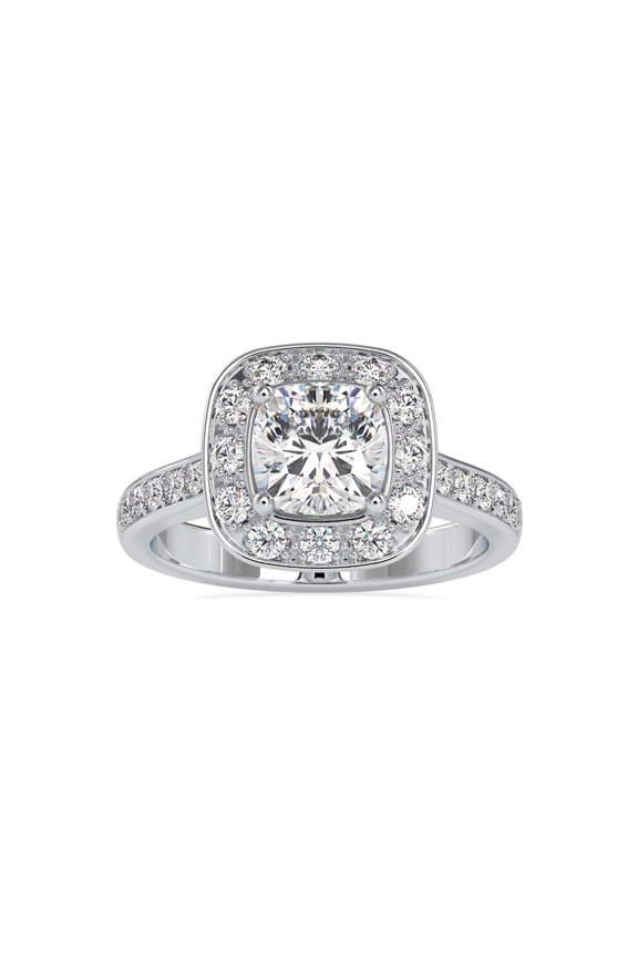 1.5 Ct Cushion Cut Lab Created Diamond Engagement Ring for Women - Elegant 14K White Gold Plated Prong Setting - Ideal Gift for Proposals, Anniversaries - Stunning Women's Wedding Ring