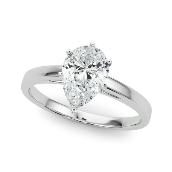 Divine Jewel 1.5 Ct Pear Cut Lab Created Diamond Ring - 14K White Gold Plated Engagement Ring for Women - Exquisite Ring - Gift for Graduation or Special Occasion - A Cherished Symbol of Your Love