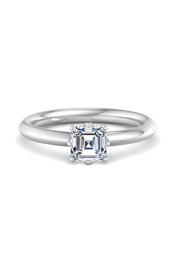 1.6 Ct Asccher Cut Lab Created Diamond Ring for Women - 14K White Gold Plated Engagement Ring - Classic Solitaire Style - Beautiful Jewelry Gift for Her - 50th Anniversary Gifts Lantern