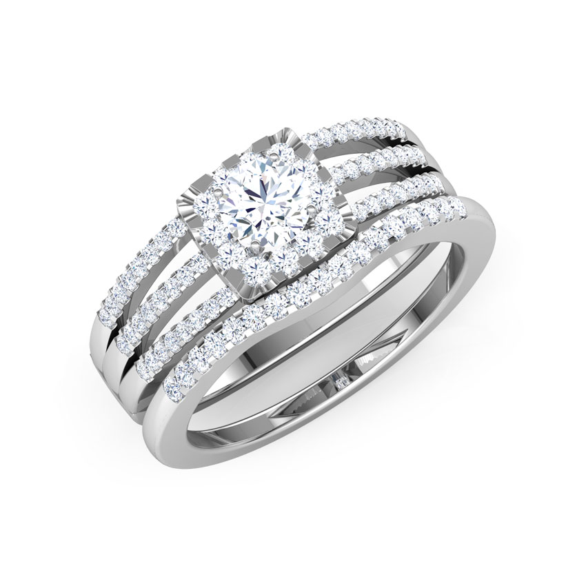 Divine Jewel 1.6 Ct Diamond Round Cut Diamond Engagement Ring Set for ...