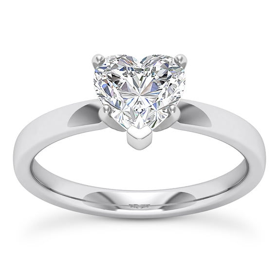 Divine Jewel 1.6 Ct Heart Cut Lab Created Diamond Wedding Ring - 14K White Gold Plated Engagement Ring - Women's Solitaire Diamond Jewelry - Timeless Design for Women - Celebrate Your Love Story