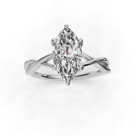 Divine Jewel 1.6 Ct Lab Created Diamond Engagement Ring - Women's Marquise Cut Solitaire Ring - 14K White Gold Plated Ring - Wedding Gifts for Guests - Promise Ring - Infinite Ring for Women's