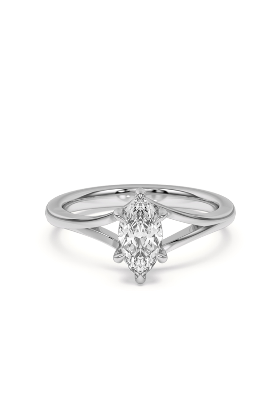 1.6 Ct Marquise Cut Lab Created Diamond Ring - 14K White Gold Plated Split Shank Rings for Women's - Anniversary Rings for Her - Graduation Gift for - Dazzling Diamond Rings