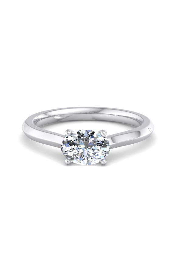 1.6 Ct Oval Cut Lab Created Diamond Ring - Elegant Engagement Wedding Solitaire Knife Edge Shank Ring for Women's - 14K White Gold Plated Metal - Proposal Engagement Ring for Her