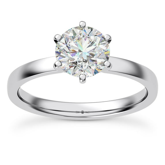Divine Jewel 1.7 Ct Round Cut Lab Created Diamond Engagement Ring - Women's 14K White Gold Plated Band - Ideal for Weddings, Proposals, and Special Gifts - Elegant Prong Setting for Timeless Style