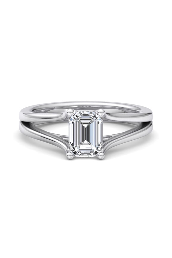 1.8 Ct Emerald Cut Lab Created Diamond Engagement Ring for Women - 14K White Gold Plated Ring - Unique Split Shank Design - Perfect Proposal Ring - A Stunning Reflection of Your Love