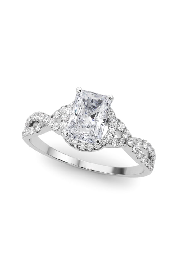 1.8 Ct Radiant Cut Lab Created Diamond Twisted Engagement Ring - 14K White Gold Plated Ring - Unique Twist Design Ring for Women - Lab Diamond Ring - Perfect for Special Occasions