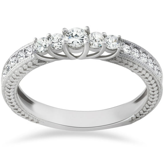 Divine Jewel Diamond Jewellery For Birthday Gifts - Anniversary Gifts Sister - 0.98 Ct Round Cut Diamond Rings for Her - 14K White Gold Plated Rings Gifts for Her - 30th Wedding Anniversary Gifts