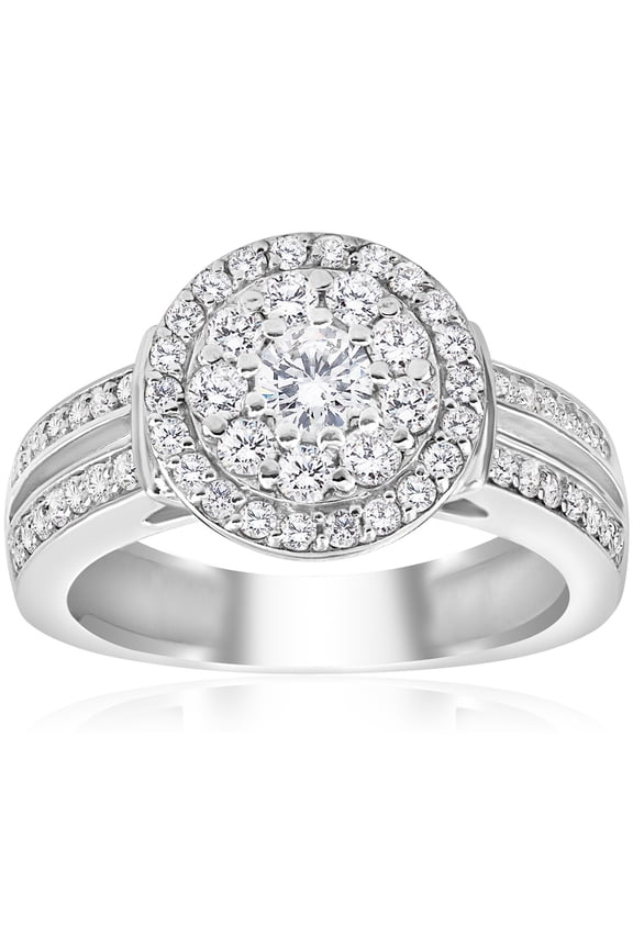 Solitaire Engagement Sterling Silver Ring for Her - 0.98 Ct Round Cut Diamond Simple Ring - 14K White Gold Plated Ring For Her - Engagement Wedding Anniversary Simple Ring for Her