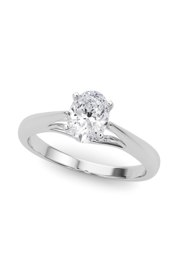 14K White Gold Plated Engagement Ring - 1.7 Ct Oval Cut Lab Created Diamond - Stunning Proposal Jewelry for Women - Memorable Gift for Special Events - Timeless Elegance for Her