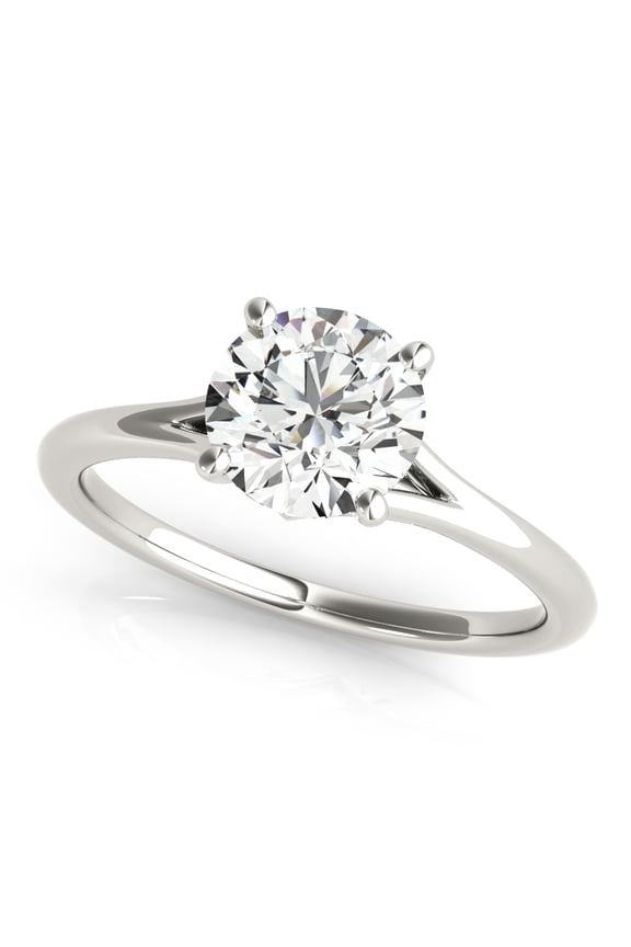 14K White Gold Plated Split Shank 1.5 Ct Round Cut Lab Created Diamond Engagement Ring - Solitaire Ring for Women - Proposal Ring - Anniversary Gift for Her - Elegant Fashion Jewelry