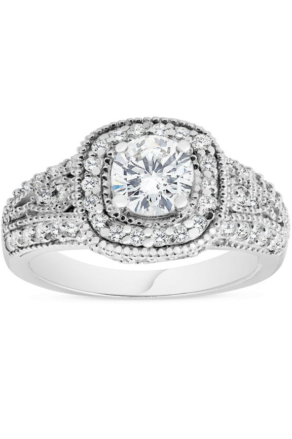 14k White Gold Over Diamond Wedding Anniversary Rings - 1 Ct Round Cut Lab Created Diamond Wedding Rings for Women's - Multi-Stone Stacking Engagement Rings - Teen Girls Birthday Gifts