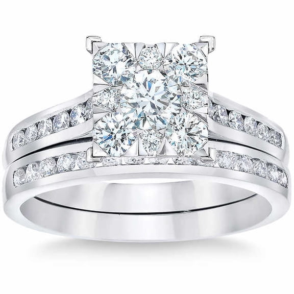 Divine Jewel Stunning Round Cut Bridal Diamond Ring - 2.04 Ct Lab-Created Simulated Diamond - Beautifully Crafted 14K White Gold Plated - Perfect for Engagements and Anniversaries - Gift for Her