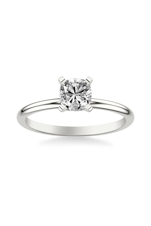 Women's 1.5 Ct Cushion Cut Lab Created Diamond Engagement Ring - 14K White Gold Plated Solitaire Design Ring - Bridal Wedding Jewelry - Happy Anniversary Gifts - Wedding Gifts Mom Groom