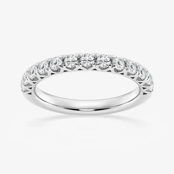Divine Jewelry 14K White Gold Plated Anniversary Bands - Round Cut 1.3 Ct Brilliant Diamond Rings - Fancy Engagement Diamond Rings for Women - Pinky Finger Wedding Jewelry Rings - Wave Band Rings