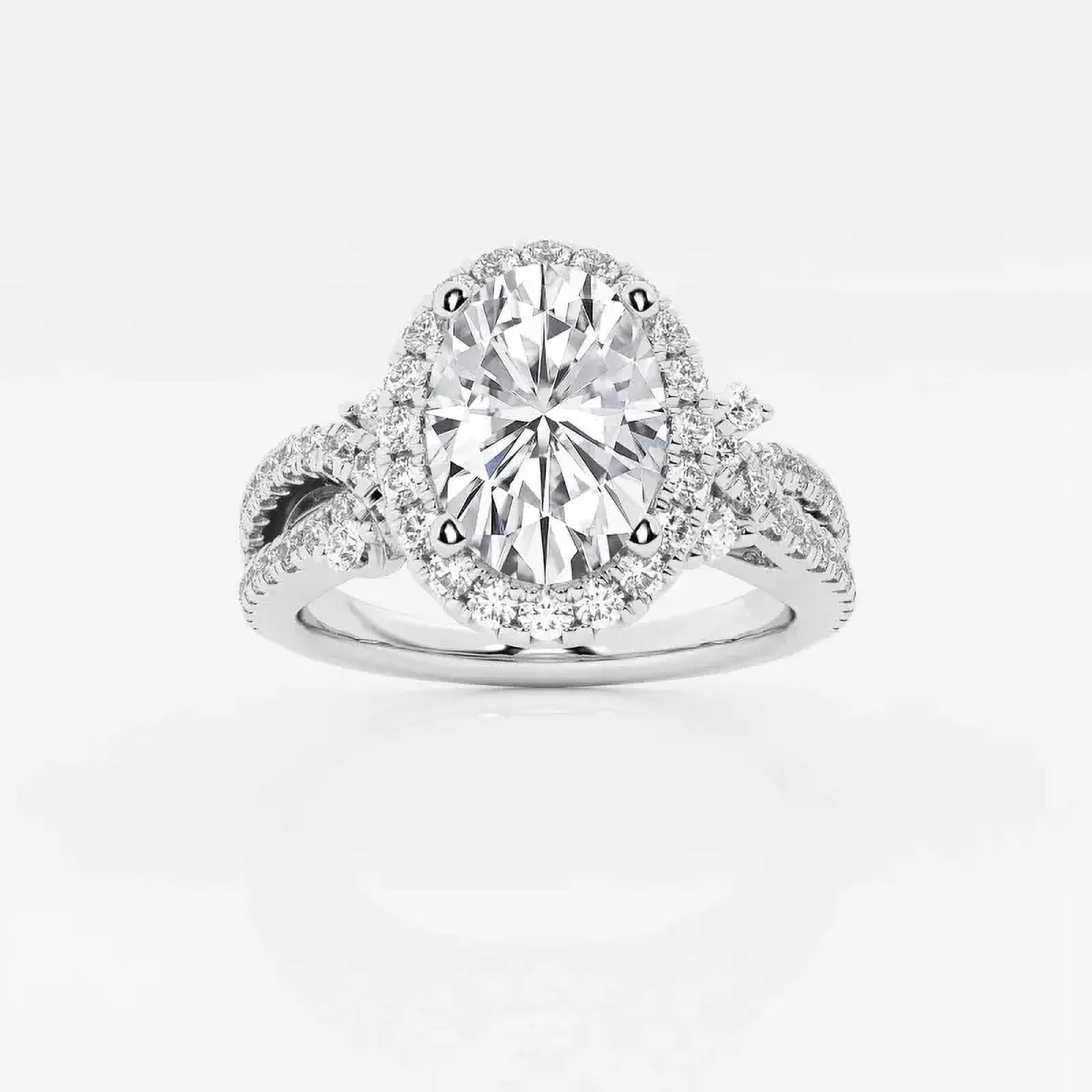 Divine Jewelry 14K White Gold Plated Wedding Anniversary Ring - Oval ...