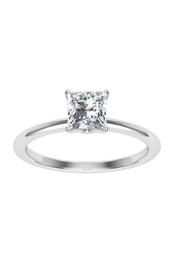 ry Elegant 1.8 Ct Princess Cut Moissanite Engagement Ring - 14K White Gold Plated Simple Solitaire Design - Delicate Ring for Women - Perfect Gift for Birthdays & Celebrations