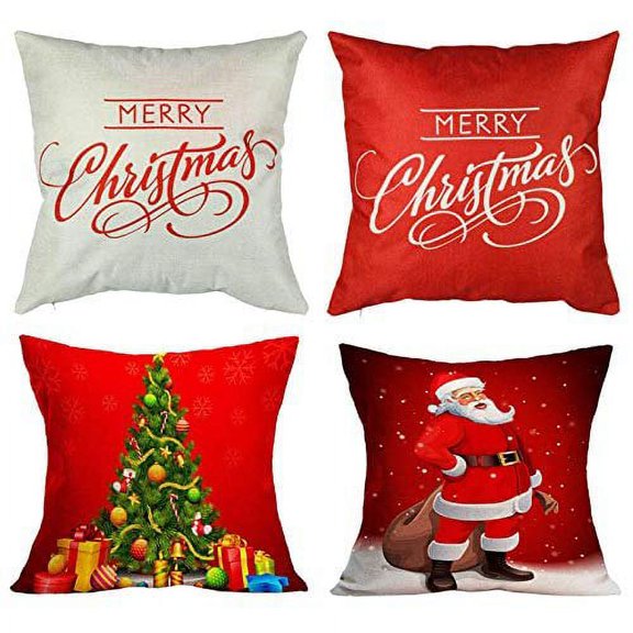 Divine Kids Decorative Christmas Pillow Covers Set of 4 Covers