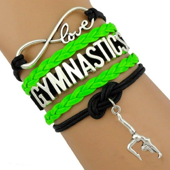 Divine Kids Gymnastics Leather and Suede Charm Bracelet
