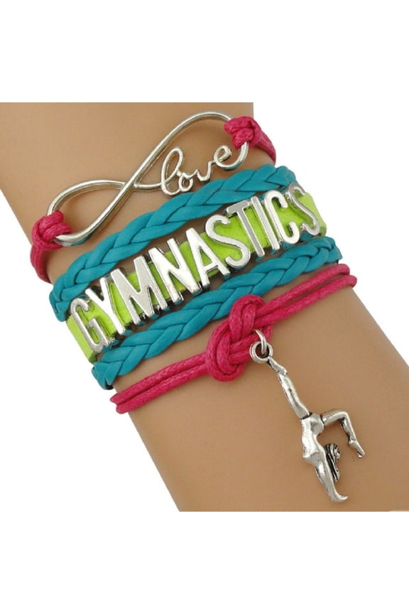 Gymnastics Leather and Suede Charm Bracelet