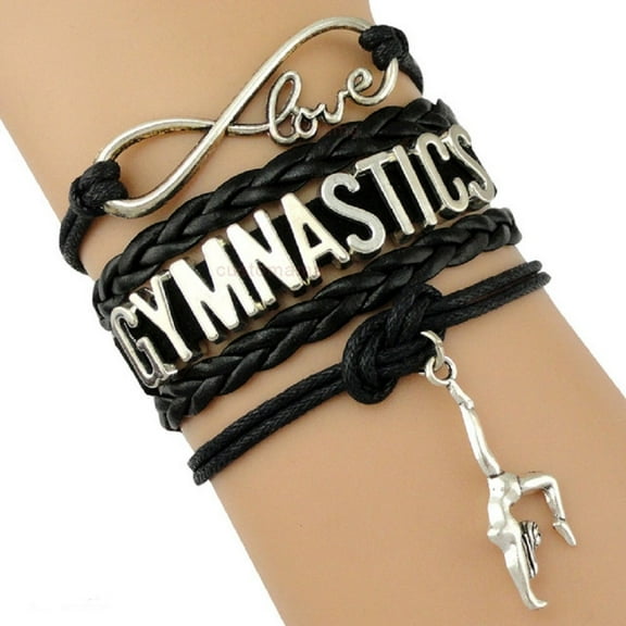 Divine Kids Gymnastics Leather and Suede Charm Bracelet