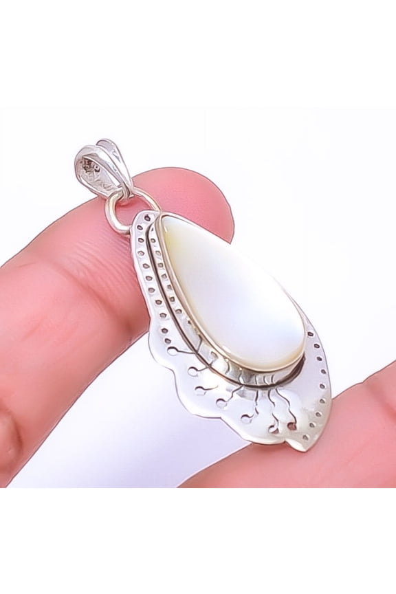 Divine Light Selenite - Brazil  Gemstone 925 Silver Plated Pendant 1.76" A397, Valentine's Day Gift, Birthday Gift, Beautiful Jewelry For Woman