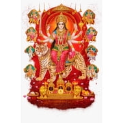 Divine Maa Durga Multi-Form Religious Wall Art Canvas | Hindu Spiritual Goddess Poster with Lion Mount | Home Temple, Mandir & Festive Decor Painting
