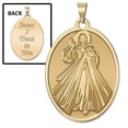 thumbnail image 1 of Divine Mercy Double Sided Oval Religious Medal  - 1/2 X 2/3 Inch Size of Dime, Solid 14K Yellow Gold, 1 of 3