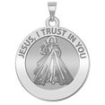thumbnail image 1 of Divine Mercy Religious Medal  - 3/4 Inch Size of a Nickel -Solid 14K White Gold, 1 of 1