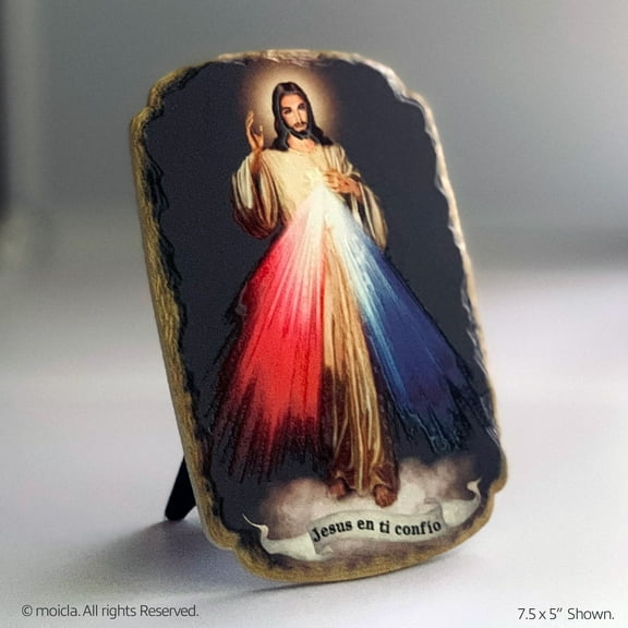Divine Mercy Resin Plaque  7.5" x 5" Stand-Alone Catholic Home Decorative Figurine