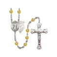 thumbnail image 1 of Divine Mercy Silver-Plated Rosary 6mm November Yellow Fire Polished Beads Crucifix Size 1 5/8 x 1 medal charm, 1 of 1