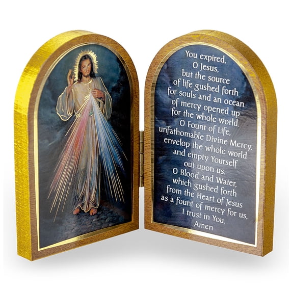 Divine Mercy Standing Plaque w/ Prayer Italian Diptych Catholic Icon ...