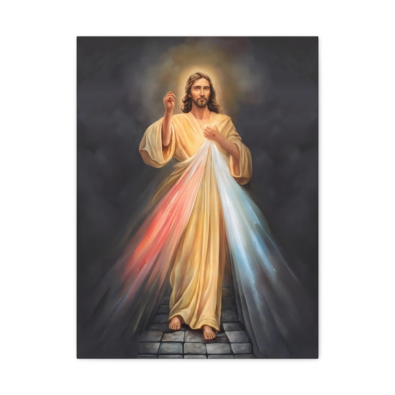 Divine Mercy Stretched Canvas, Christian Divine Mercy Image Print Wall Art
