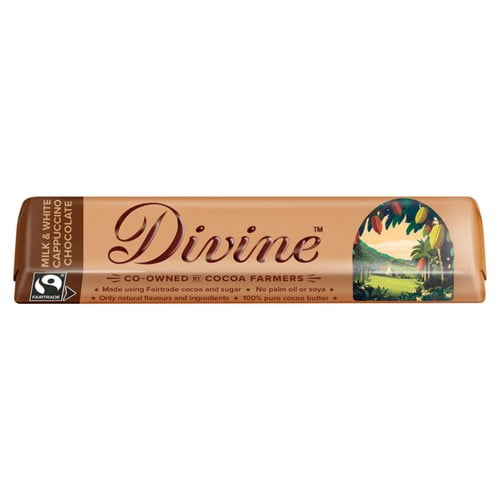 Divine Milk & White Chocolate Cappuccino Bar 35g, British Import (Pack of 3)