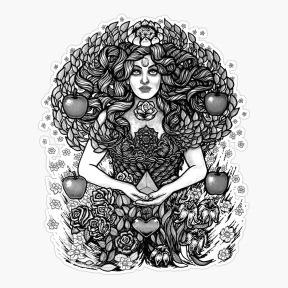 Divine Mother Gea Tree / Bw Er, Phone Decal Water Bottle Stickers Car Decals, Funny Birthday Gift