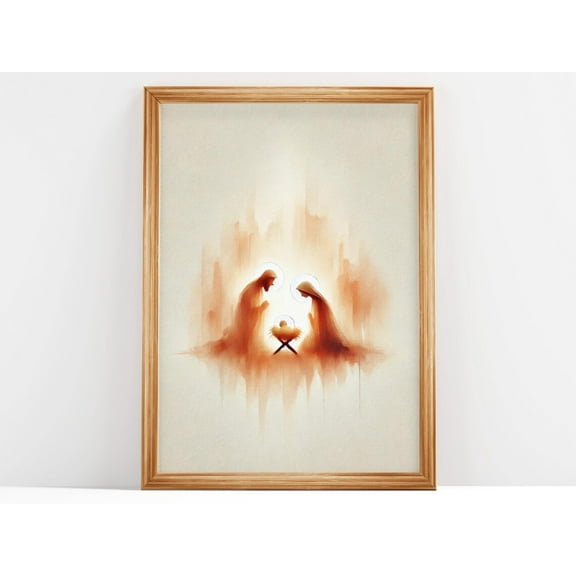 Divine Nativity - Minimalist Watercolor Holy Family, Christian Wall Decor, Jesus Painting, Religious Art Wall Art, Modern Wall Decor, 8x12 UNFRAMED