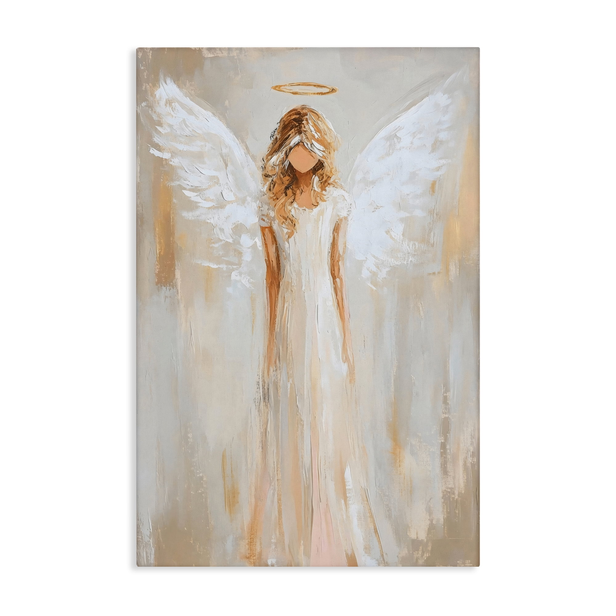 Divine White Robe Angel Canvas Wall Art, design by Petal Prints Design