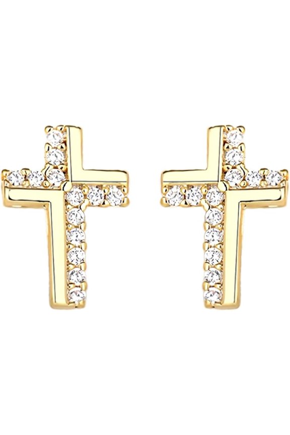 1.20 Ctw Round Cut Diamond Womens Tiny Stud Earrings 14K Yellow Gold Plated