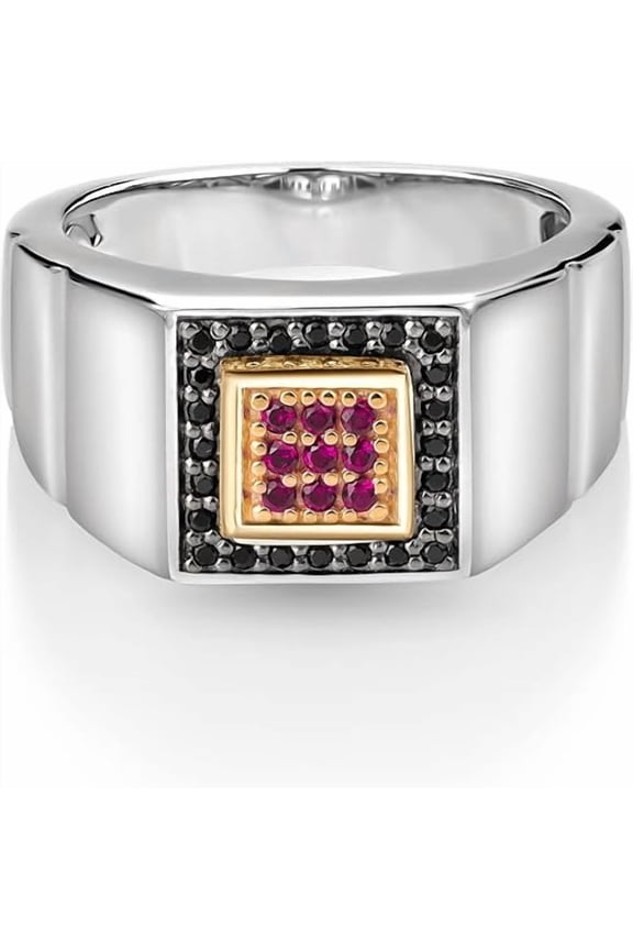 1.90 Ct Round Cut Red Ruby Mens Engagment Ring 14K White Gold Plated 925 Sterling Silver -10