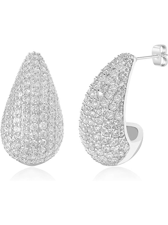 Divine_creation 12 Ctw Round Cut Diamond Womens Dupes Drop Earrings 14K White Gold Plated 925 Sterling Silver