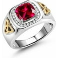 thumbnail image 1 of Divine_creation 2.00 Ct Cushion Cut Red Ruby Engagement Wedding Mens Ring 14K White Gold Plated 925 Sterling Silver -6, 1 of 2