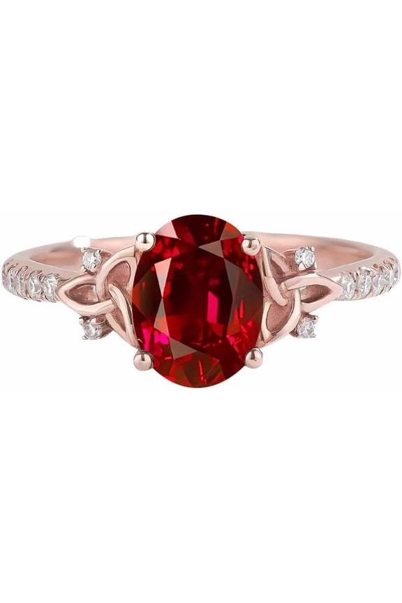 2.00 Ct Oval Cut Red Ruby Womens Engagment Ring 14K Rose Gold Plated 925 Sterling Silver -9