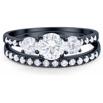 Divine_creation 2.00 Ct Round Cut Diamond Engagement Wedding Womens Bridal Ring Set 14K Black Gold Plated 925 Sterling Silver -7.5
