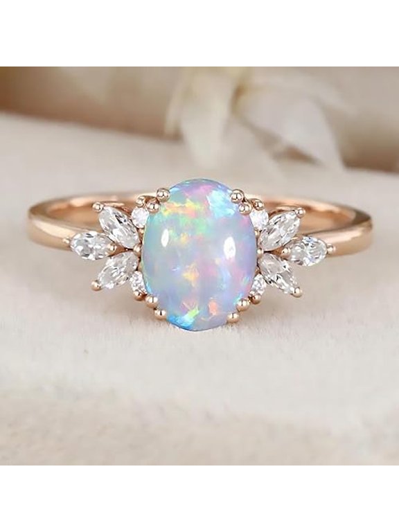 Divine_creation 2.10 Ct Oval Cut Fire Opal Womens Engagment Ring 14K Rose Gold Plated 925 Sterling Silver -4