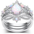 thumbnail image 1 of Divine_creation 2.20 Ct Pear Cut Fire Opal Womens Engagement Bridal Ring Set 14K White Gold Plated 925 Sterling Silver -5, 1 of 3