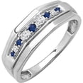 thumbnail image 1 of Divine_creation 2.20 Ct Round Cut Blue Sapphire Mens Wedding Engagement Band Ring 14K White Gold Finish 925 Sterling Silver -6, 1 of 1