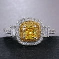 thumbnail image 1 of Divine_creation 2.20 Ctw Cushion Cut Yellow Citrine Womens Engagement Ring 14K White Gold Plated 925 Sterling Silver -5, 1 of 5