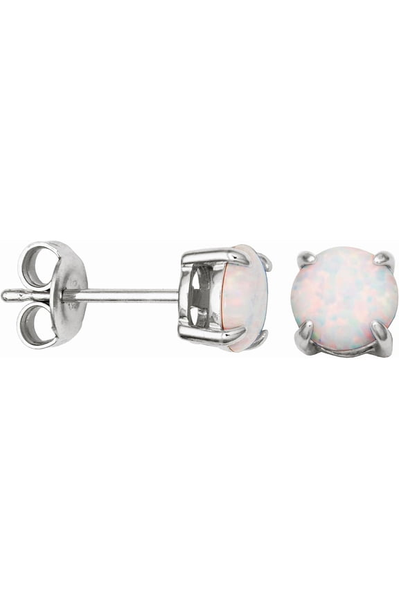 2.25 Ct Round Cut Fire Opal Engagement Wedding Push Back Stud Earrings 14K White Gold Plated 925 Sterling Silver For Women's